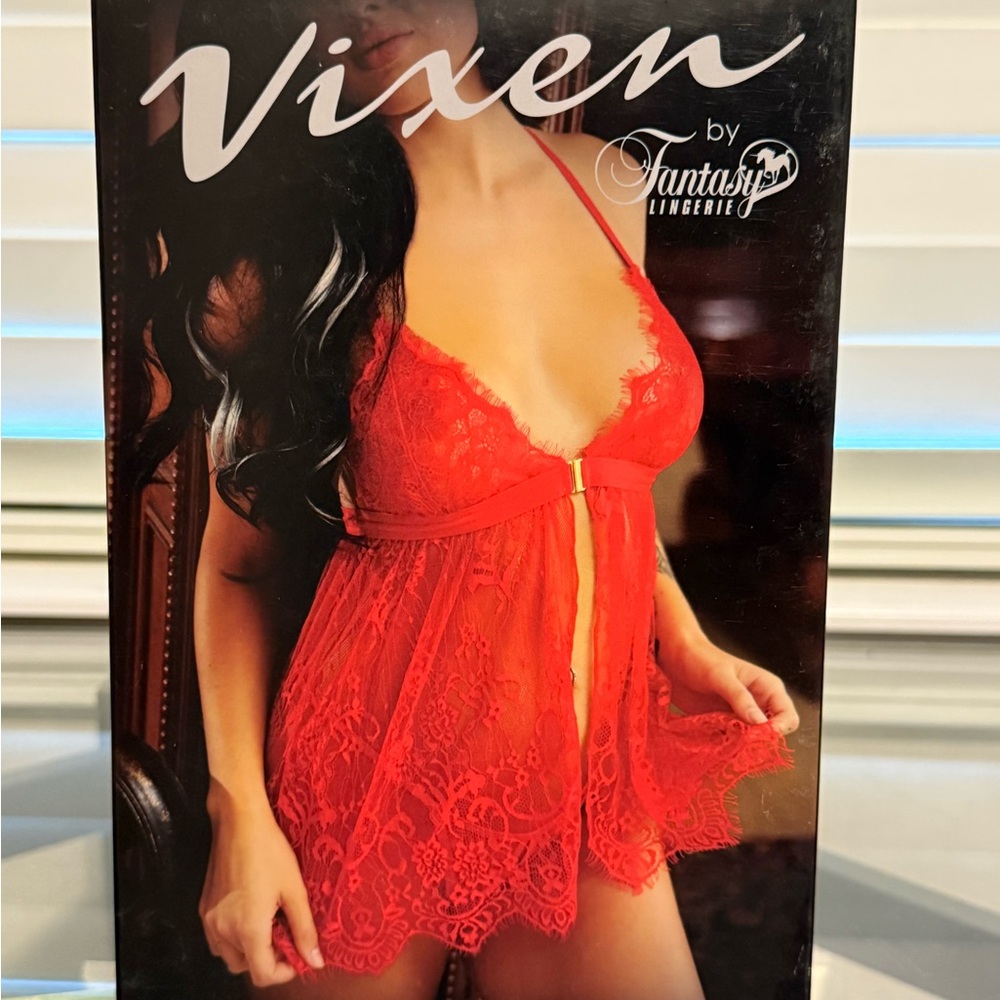 Fantasy Lingerie Red Lace Chemise - Picture 4 of 6